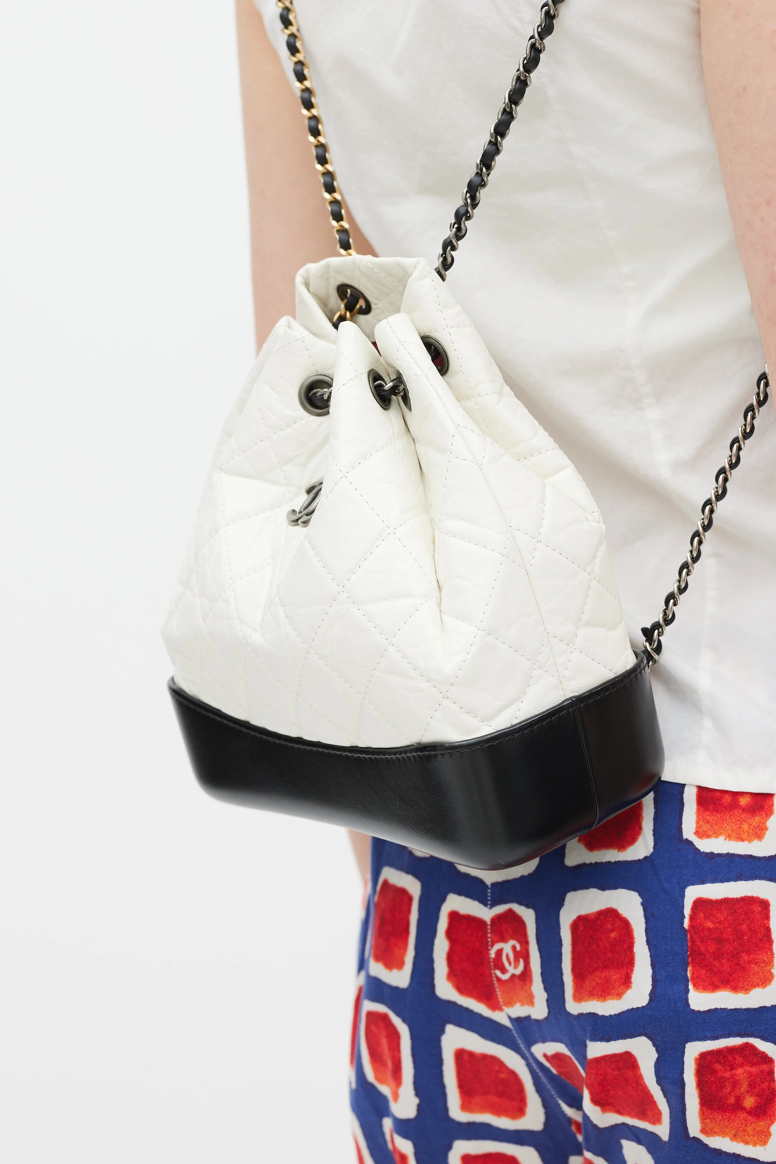 2019 White & Black Aged Leather Gabrielle Backpack