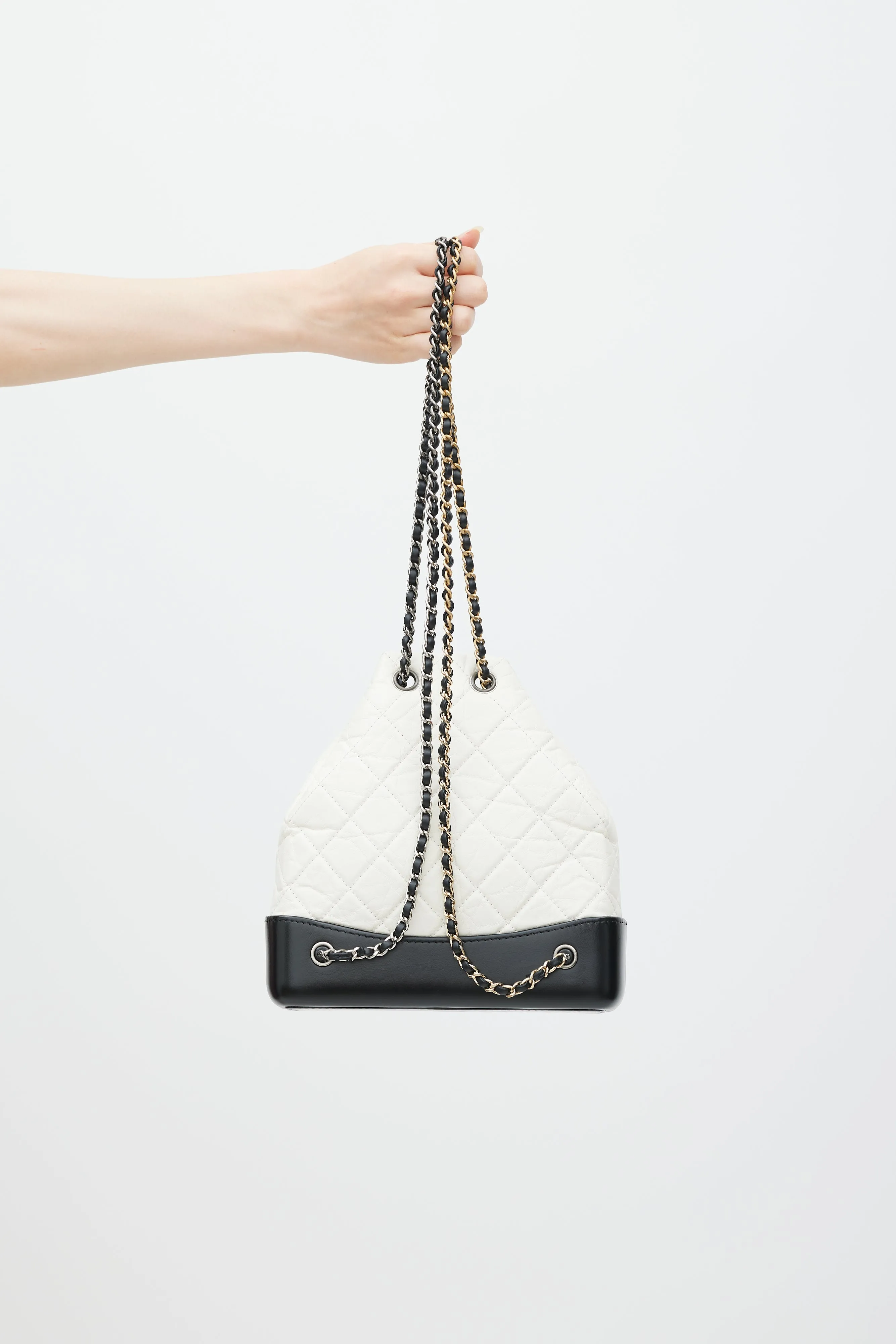 2019 White & Black Aged Leather Gabrielle Backpack