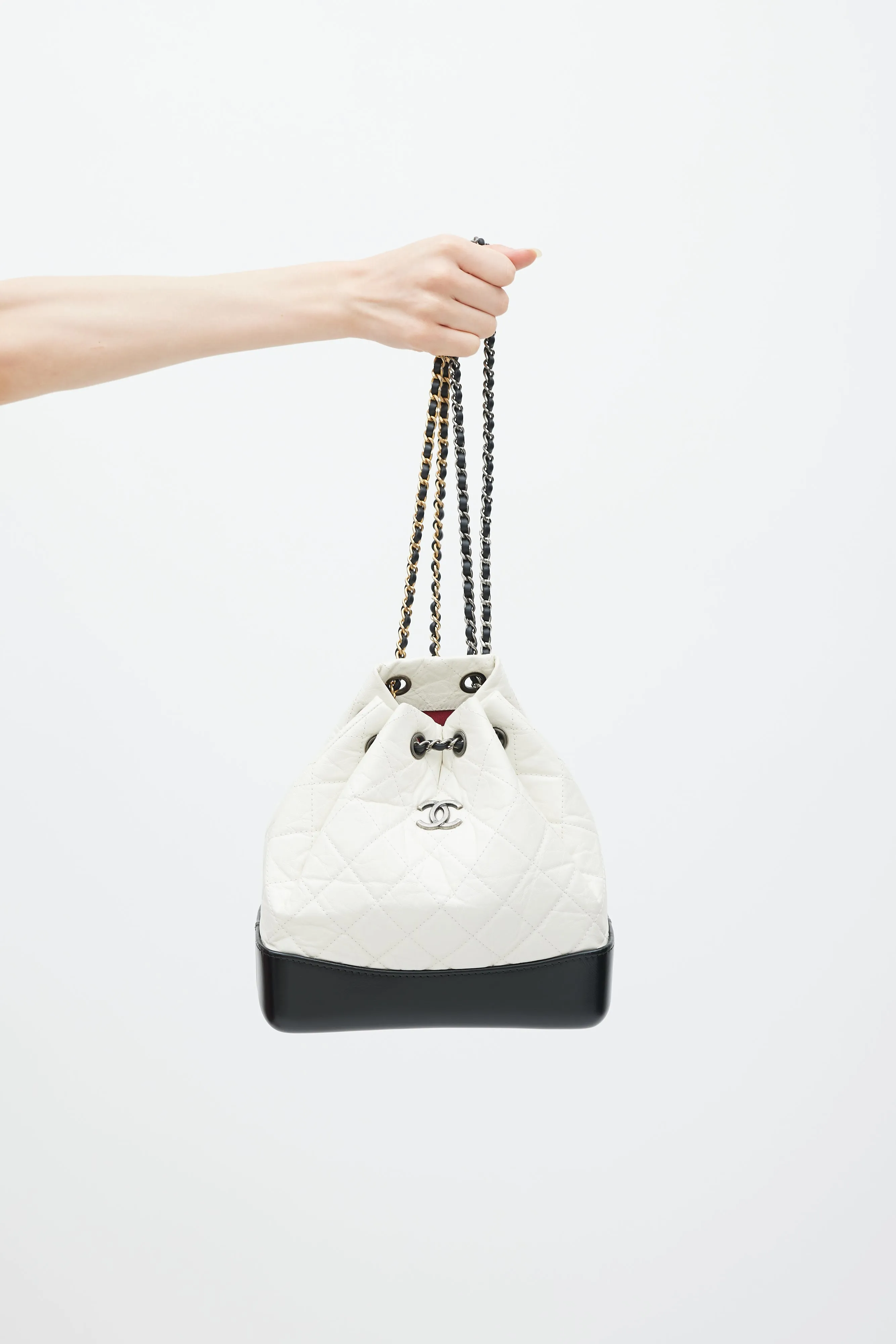 2019 White & Black Aged Leather Gabrielle Backpack