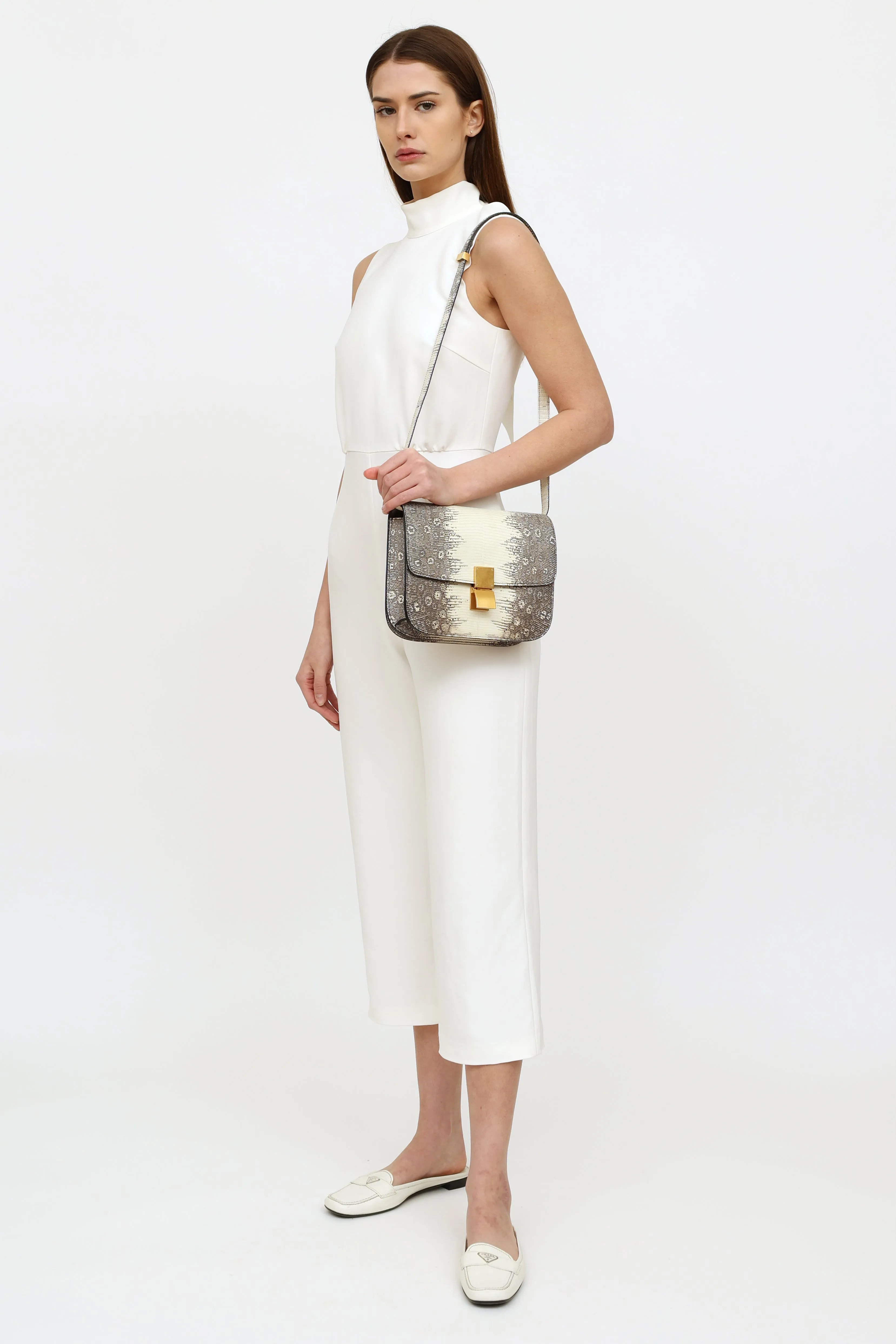 2019 White Medium Classic Exotic Box Bag