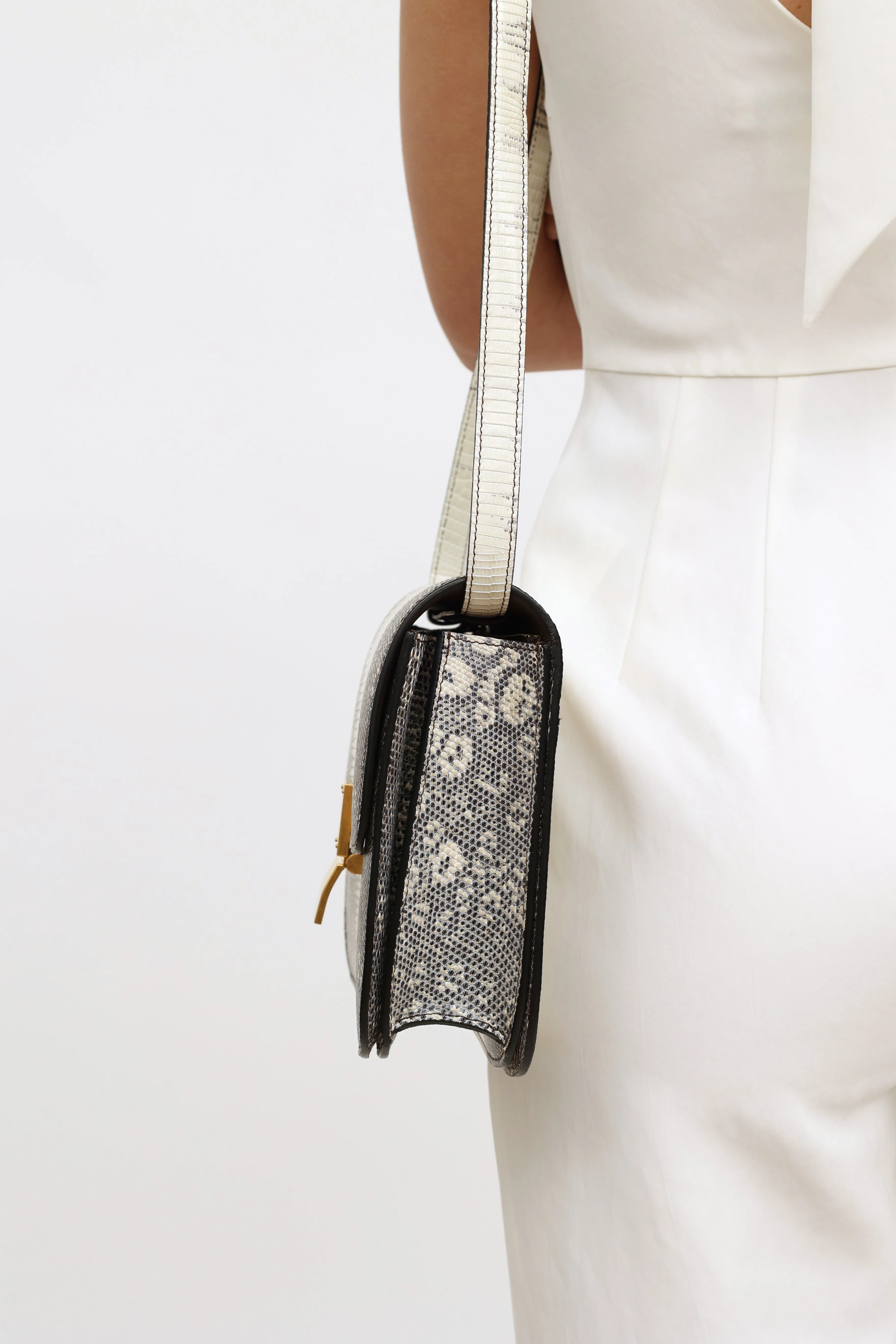 2019 White Medium Classic Exotic Box Bag