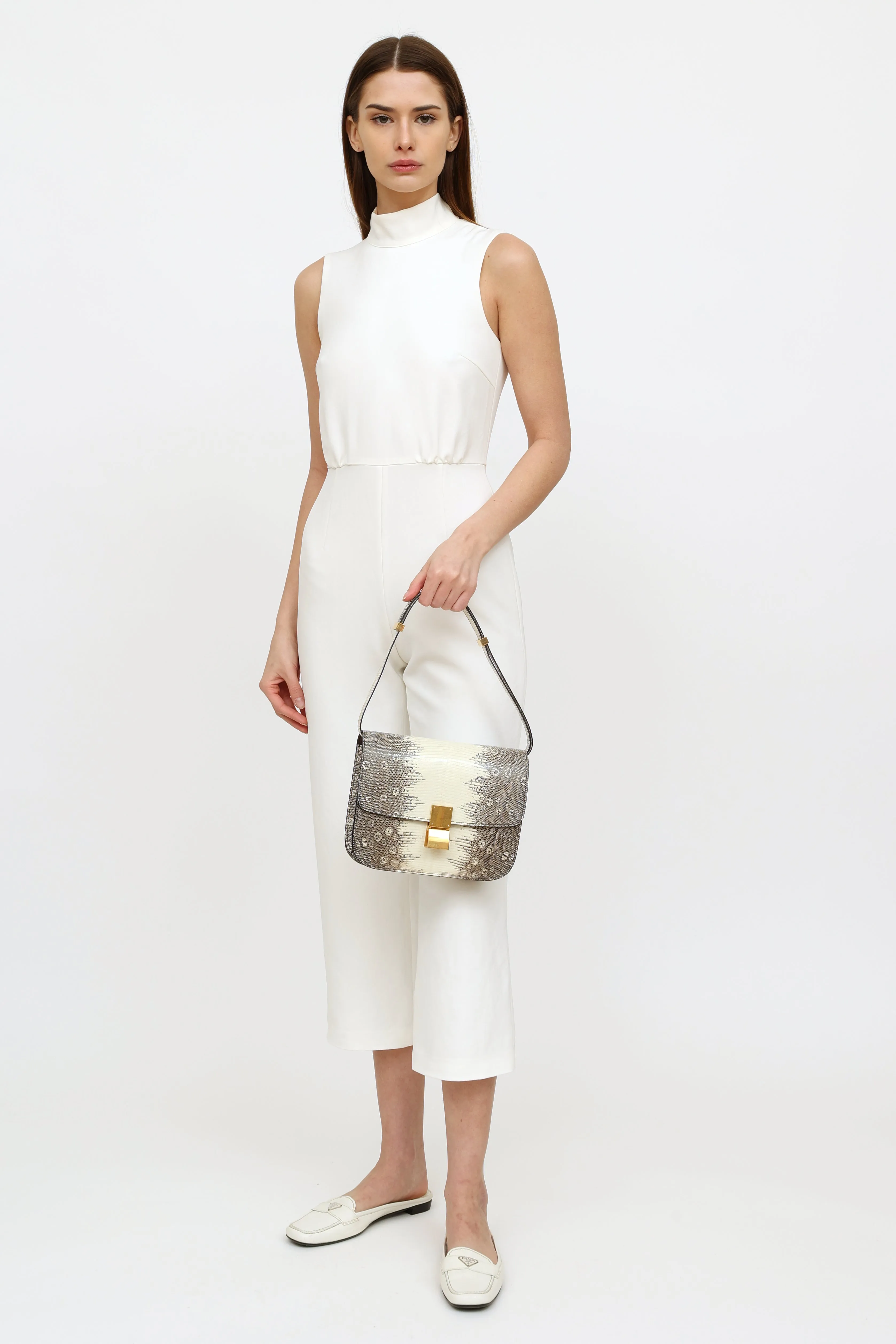 2019 White Medium Classic Exotic Box Bag