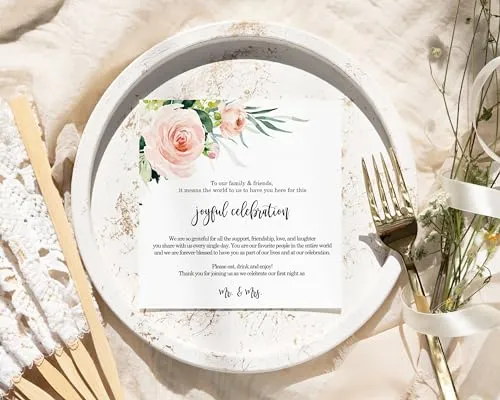 50-Pack Graceful Floral Thank You Cards - 4x4 Engagement Table Decor