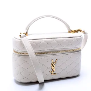 766731 Gaby Vanity Bag Quilted Lambskin Cream