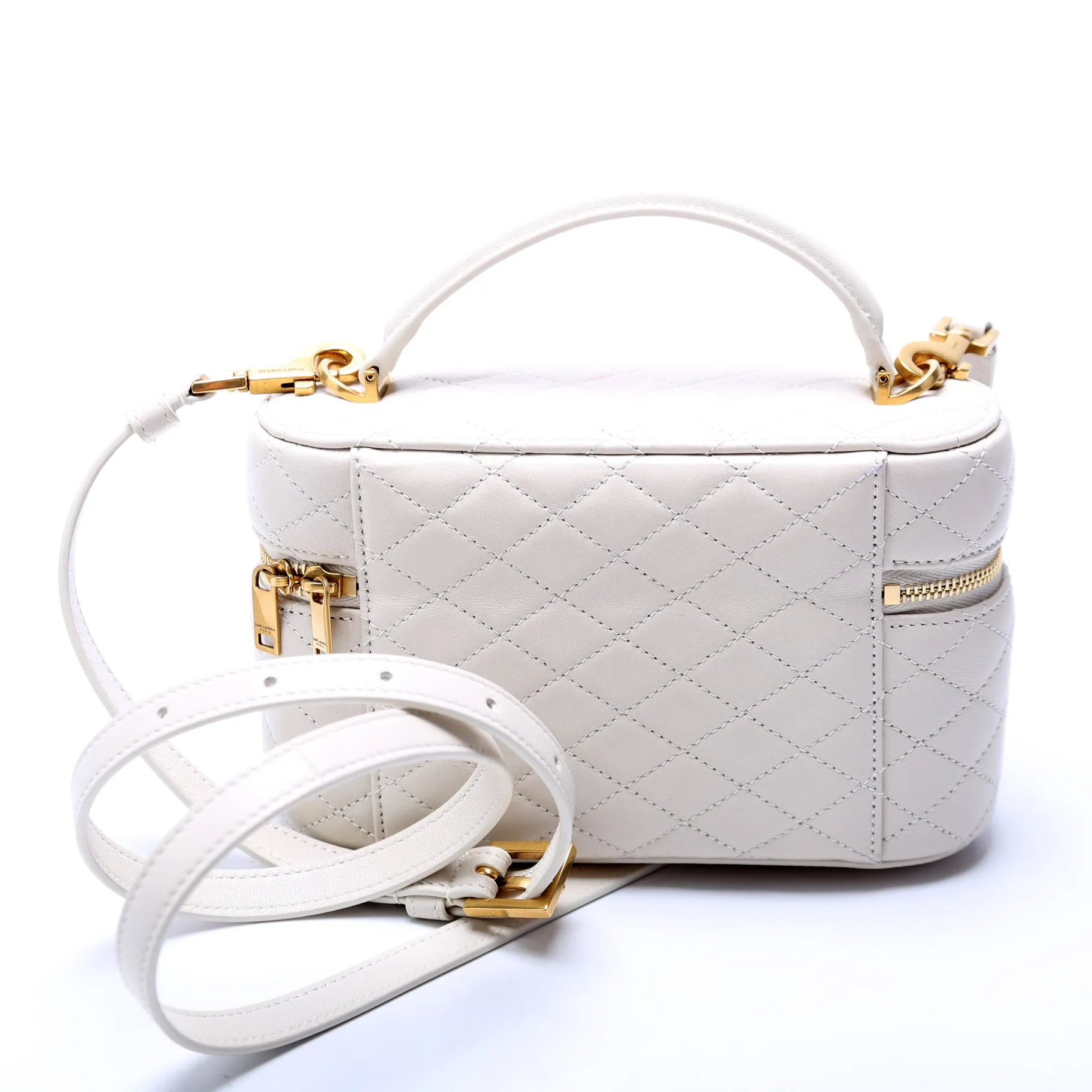 766731 Gaby Vanity Bag Quilted Lambskin Cream