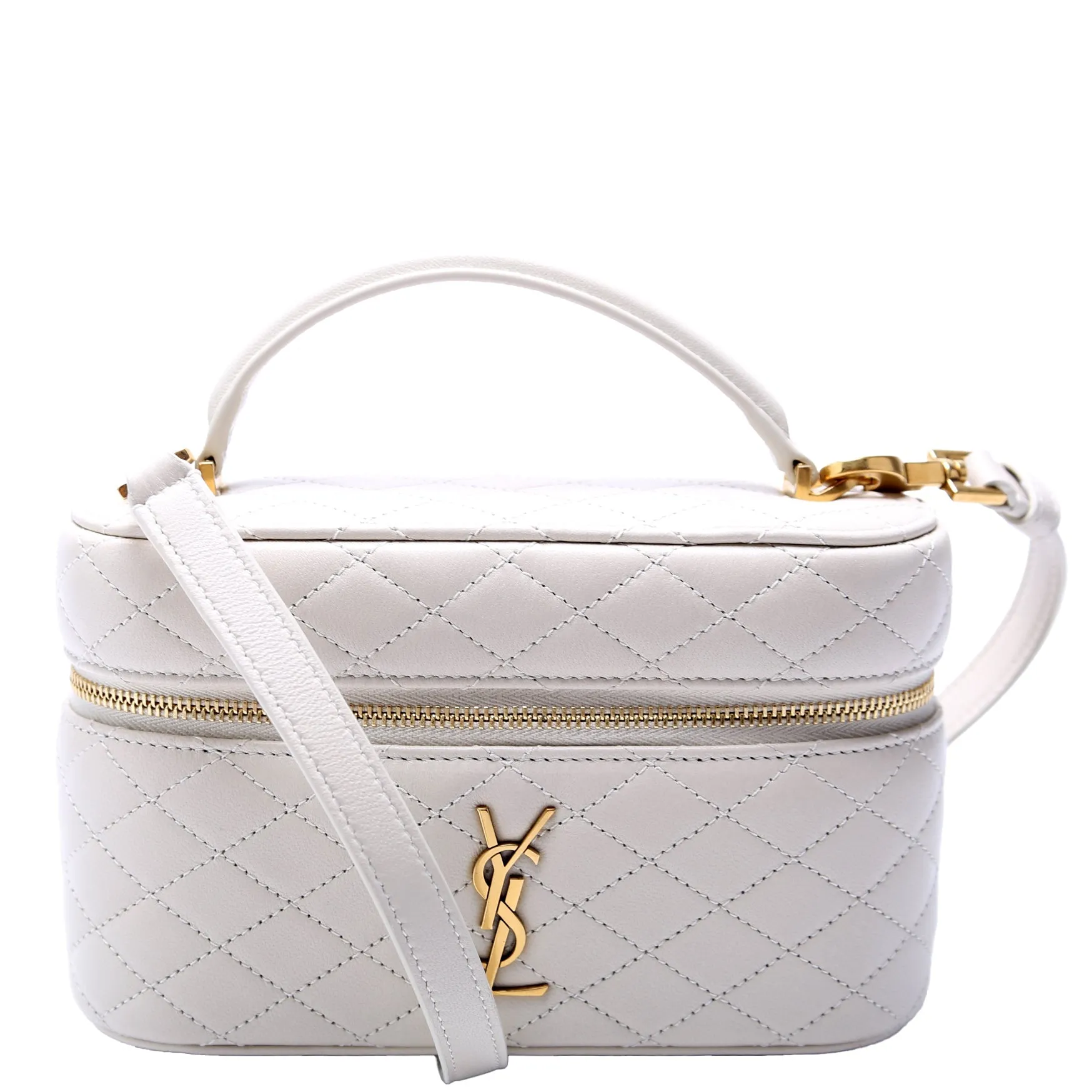 766731 Gaby Vanity Bag Quilted Lambskin Cream