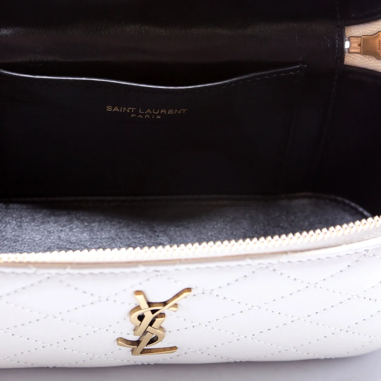 766731 Gaby Vanity Bag Quilted Lambskin Cream