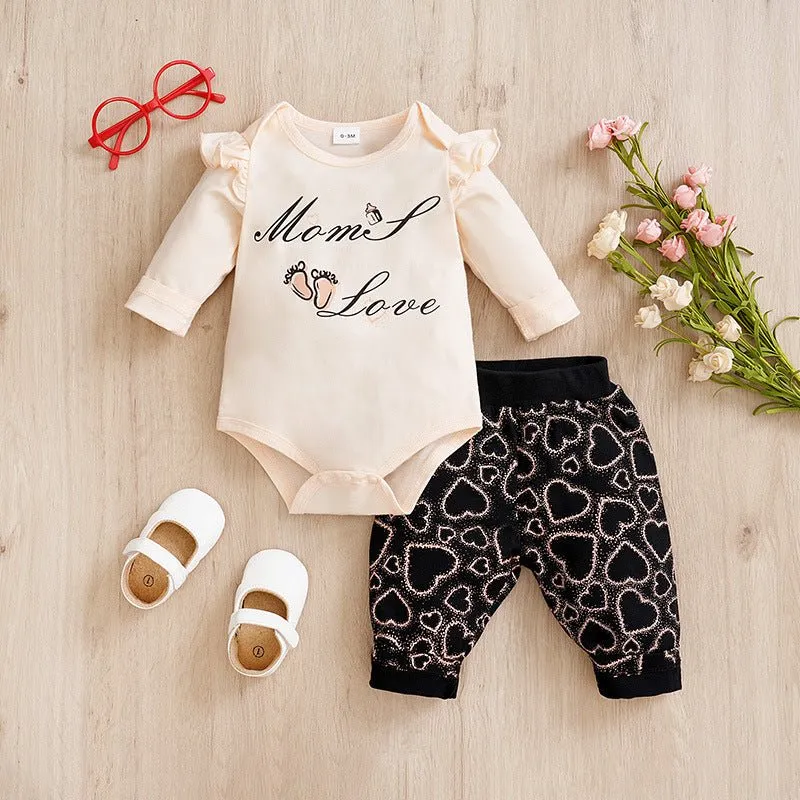 Baby Girl 2-Piece Adorable Prints Onesie with Pants Set (3 Designs)