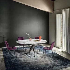 Barone Extendable Round Marble/Ceramic Table