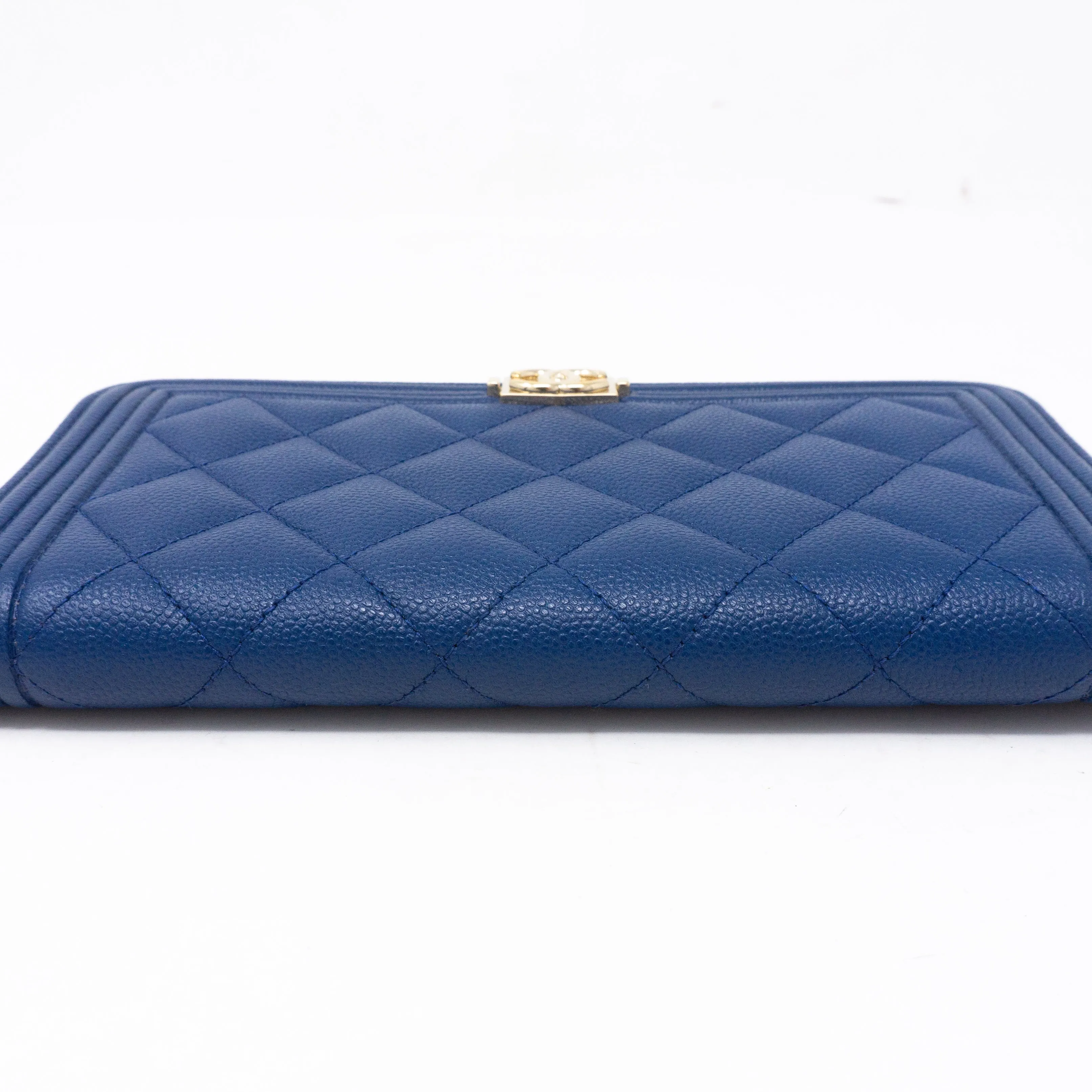 Boy Chanel Zip Around Wallet Blue Caviar
