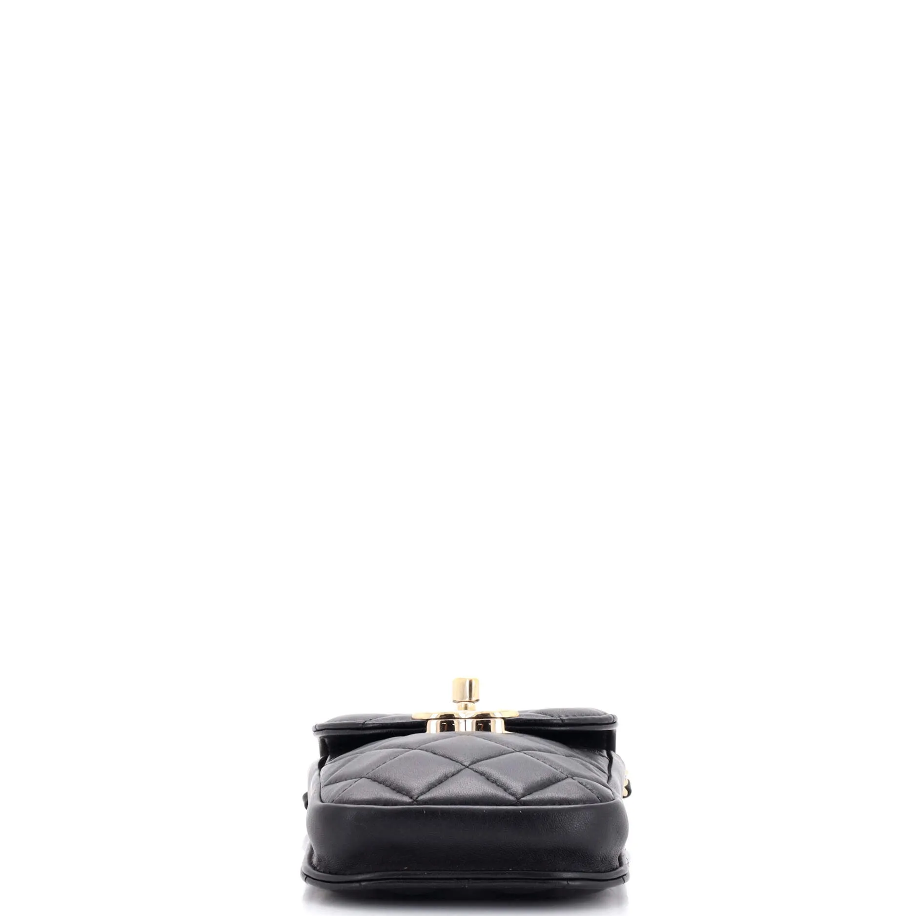 CC Flap Phone Holder Crossbody Bag Quilted Lambskin
