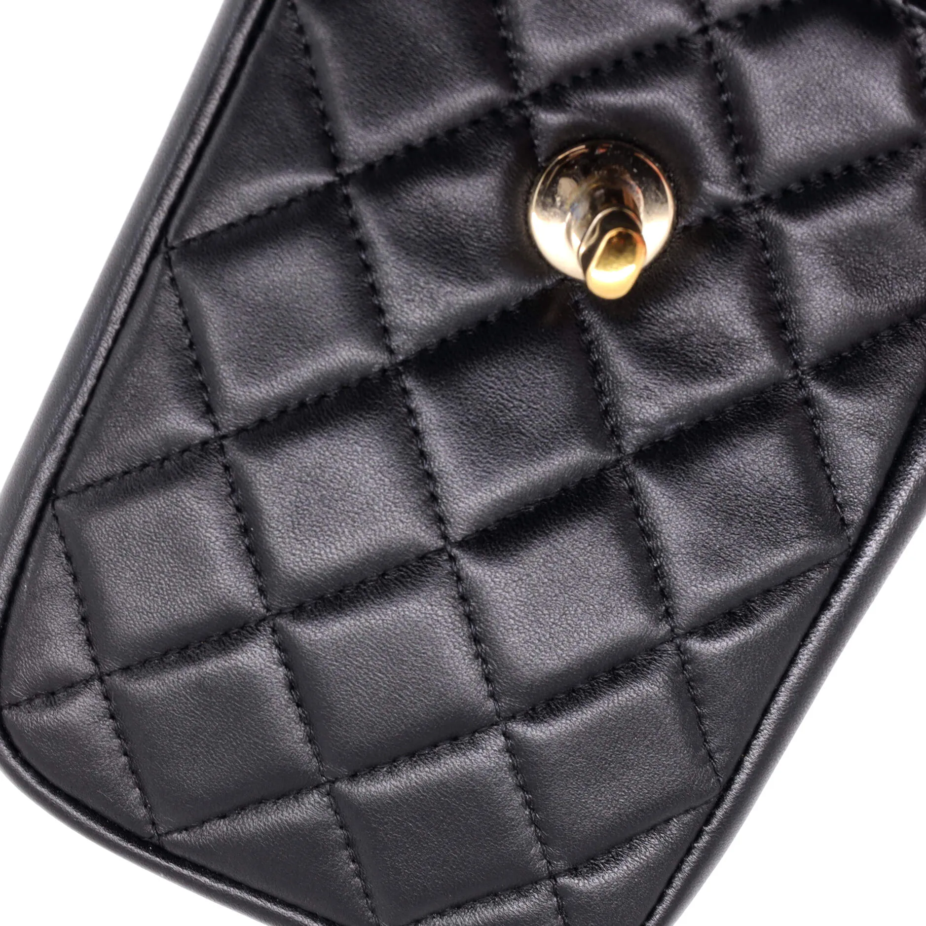 CC Flap Phone Holder Crossbody Bag Quilted Lambskin