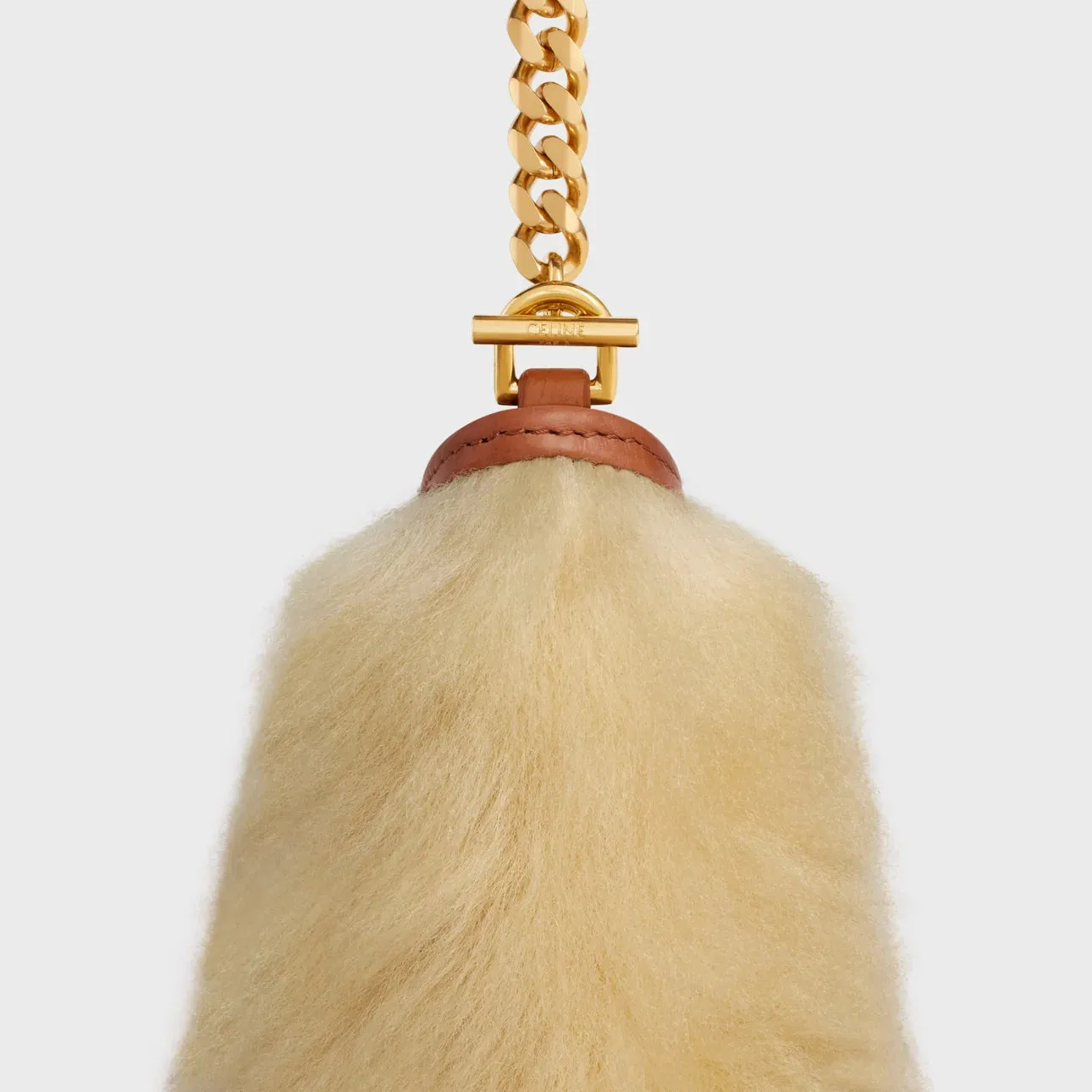Celine Wiltern Clutch Triopmhe Soft in Shearing and Calfskin (Natural and Tan)