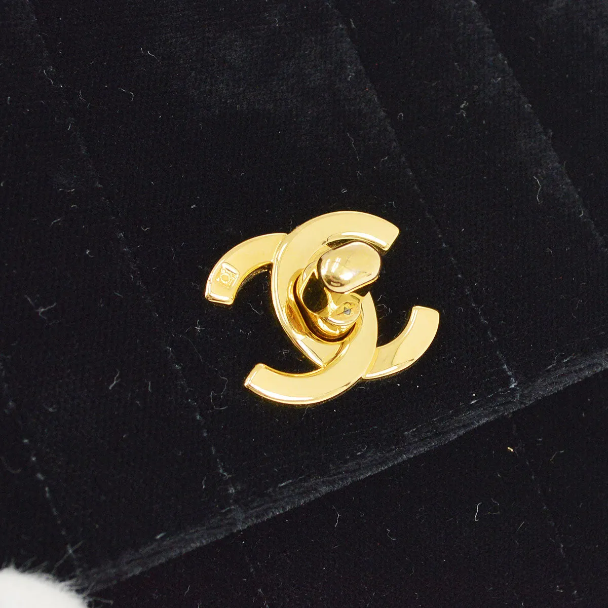 CHANEL 1994-1996 Vertical Handbag Black Velvet 14372