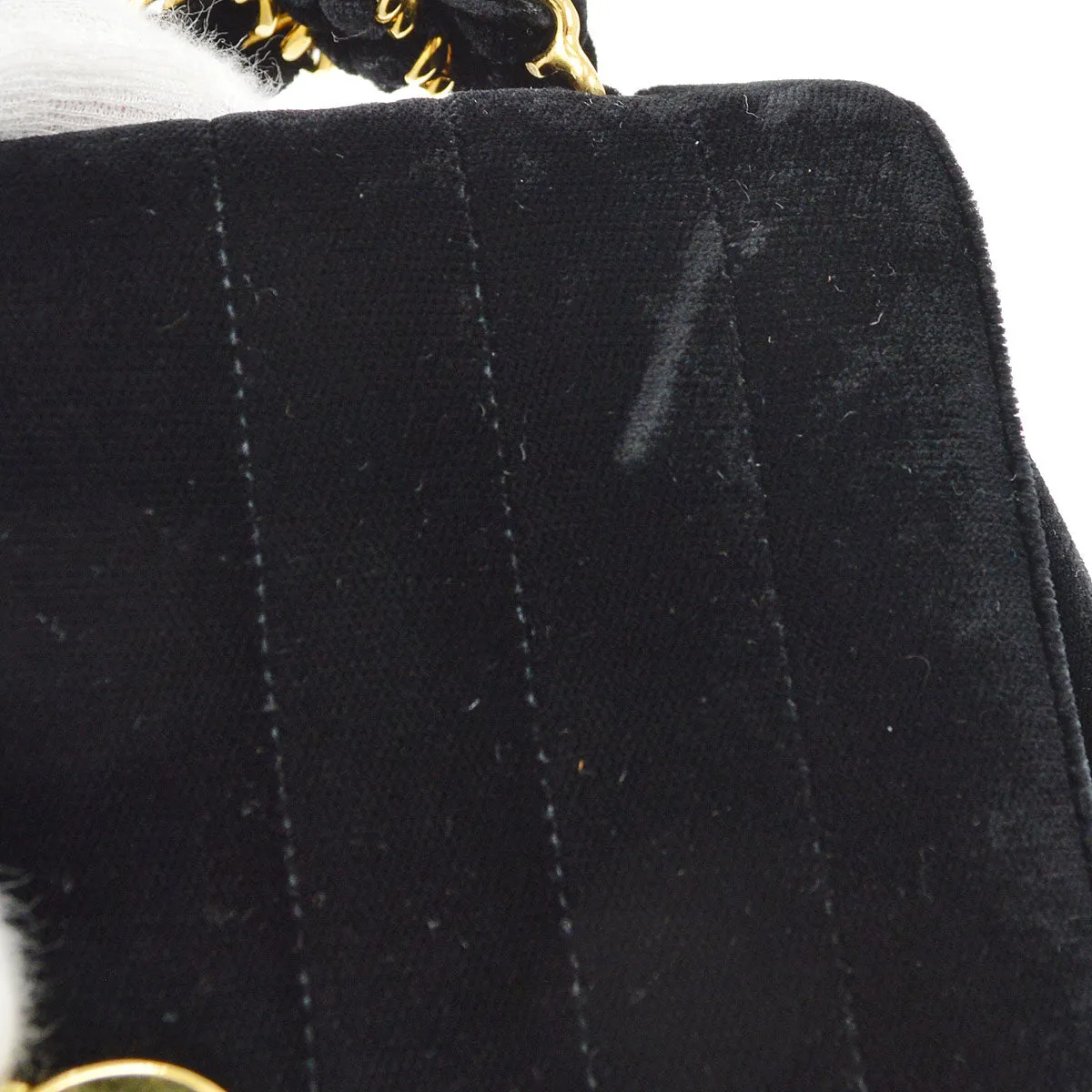 CHANEL 1994-1996 Vertical Handbag Black Velvet 14372