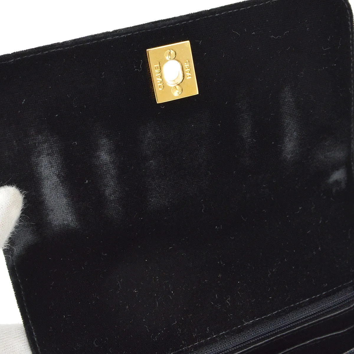 CHANEL 1994-1996 Vertical Handbag Black Velvet 14372