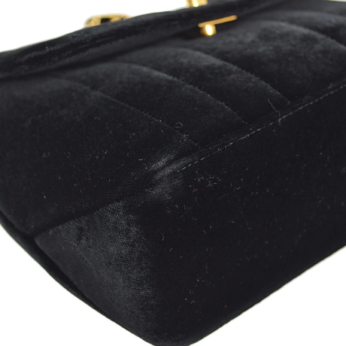 CHANEL 1994-1996 Vertical Handbag Black Velvet 14372