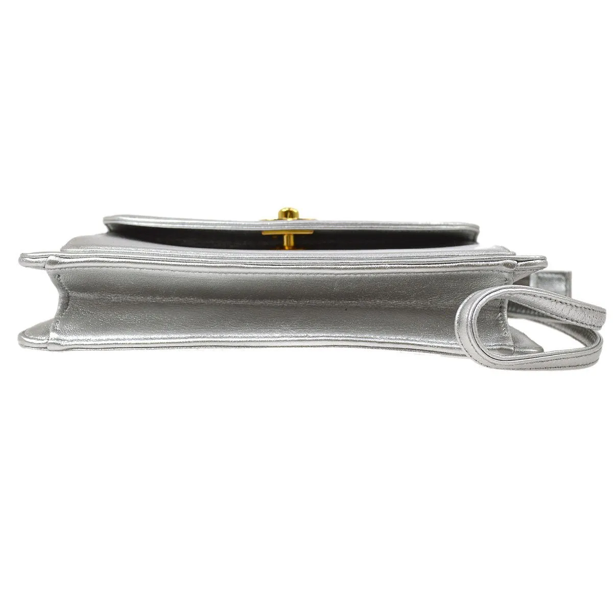 CHANEL 1996-1997 Clutch Hand Bag Silver ao26611