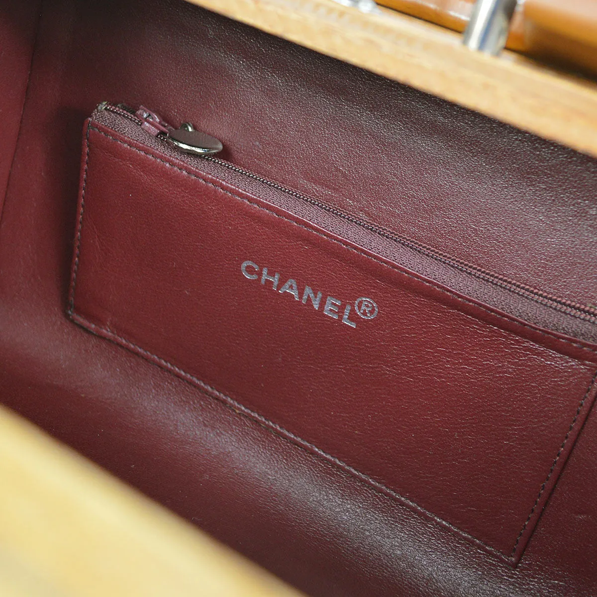 CHANEL 1996 Brown Wooden Vanity Handbag Box 84437