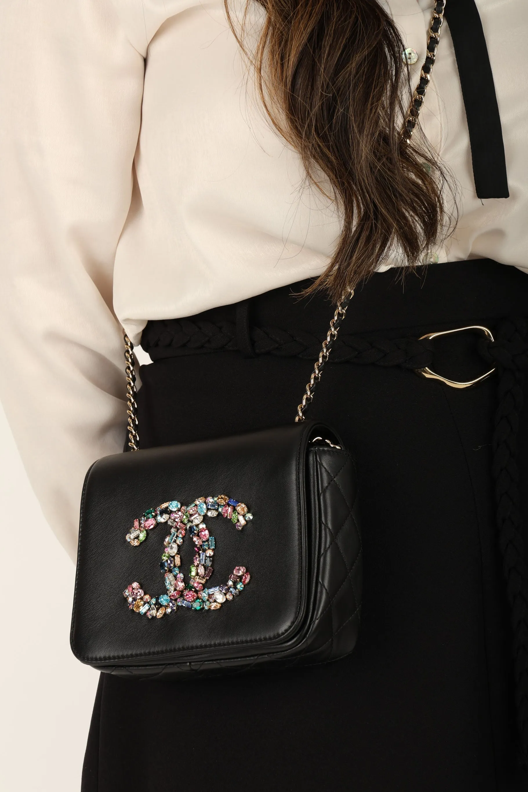 Chanel 21C Calfskin Gemstone Mini Square Full Flap