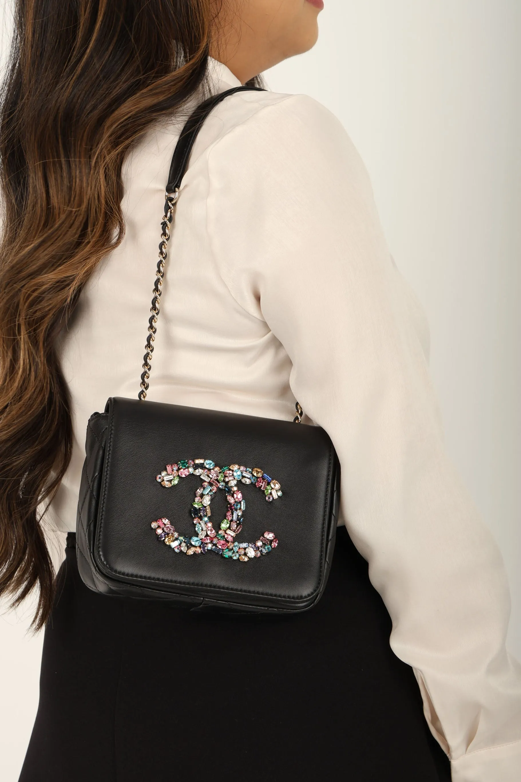 Chanel 21C Calfskin Gemstone Mini Square Full Flap