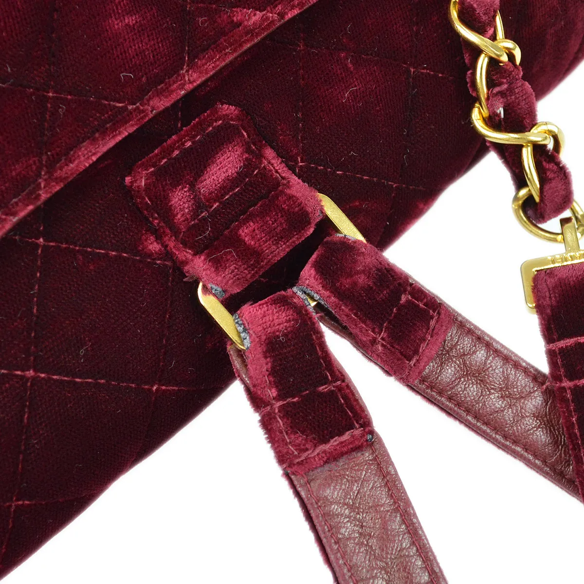 CHANEL Classic Flap Backpack Medium Velvet Bordeaux 88114