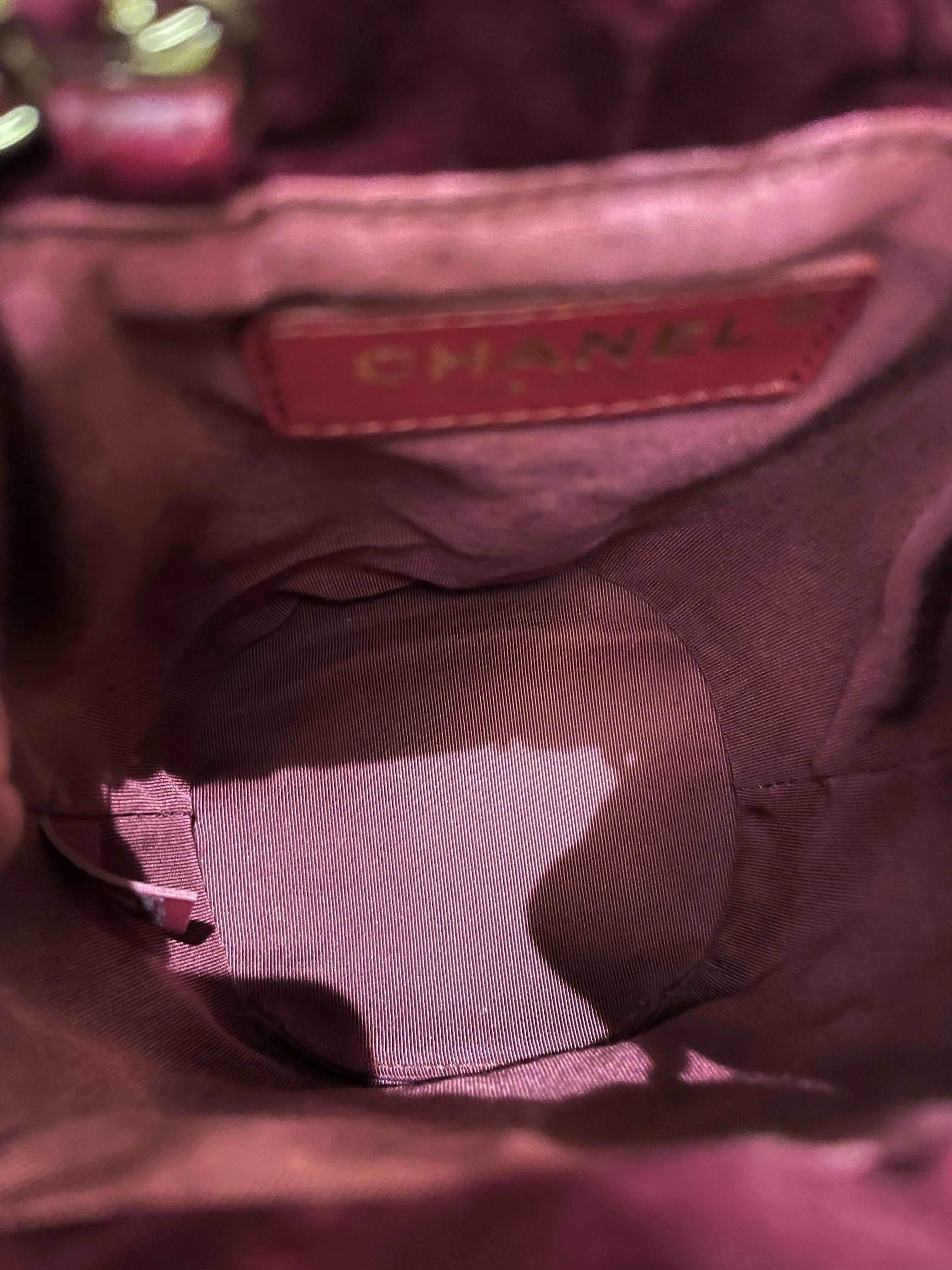 Chanel Diamanté Strass Drawstring Bag Dark Wine Velvet