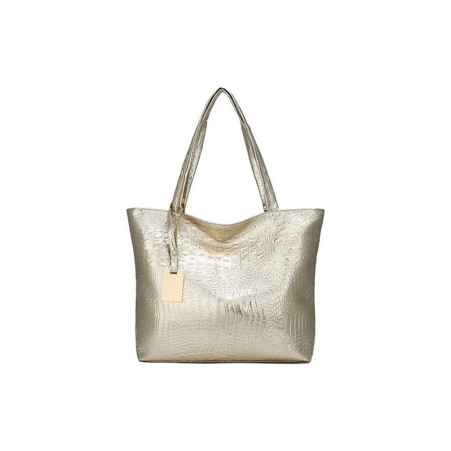 CrocLuxe Exotic Leather Zipper Tote Shoulder Bag