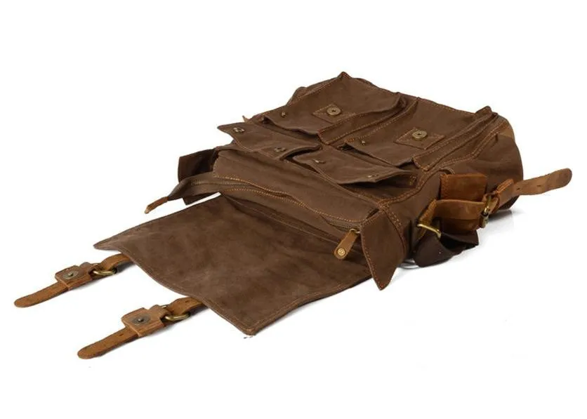 Dark Coffee DSLR Vintage Canvas Leather Camera Bag