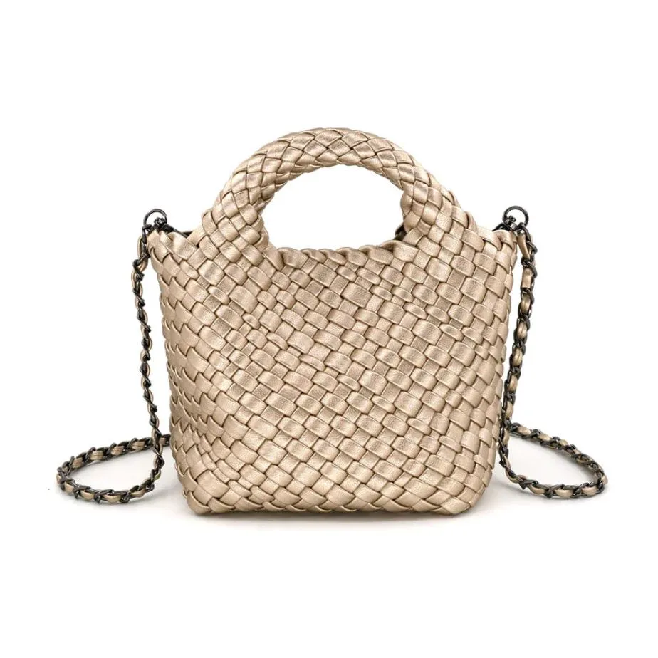 Emaline Champagne Mini Tote BC Bag with Braided Strap