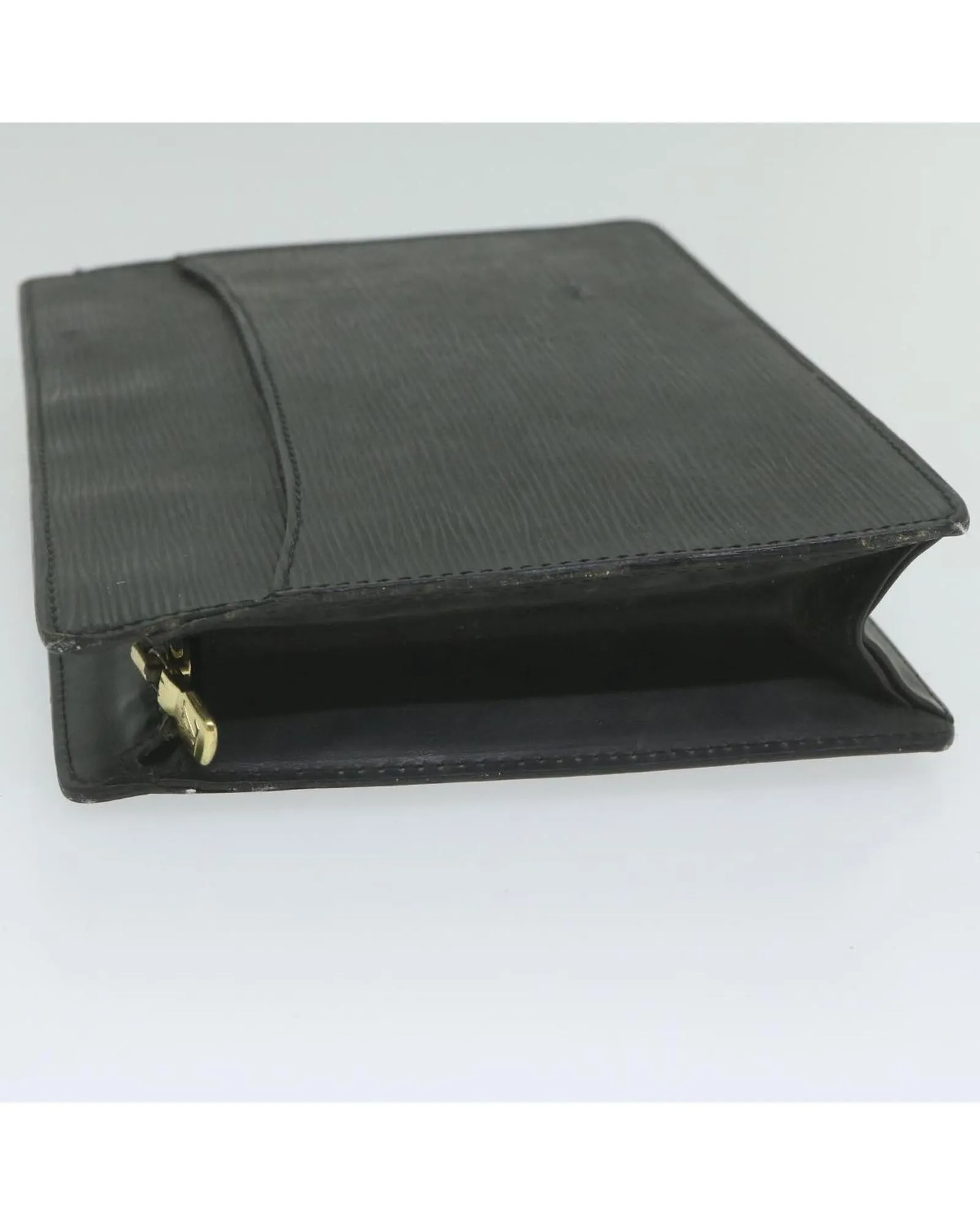 Epi Leather Clutch Bag with Metal Fittings and Pocket