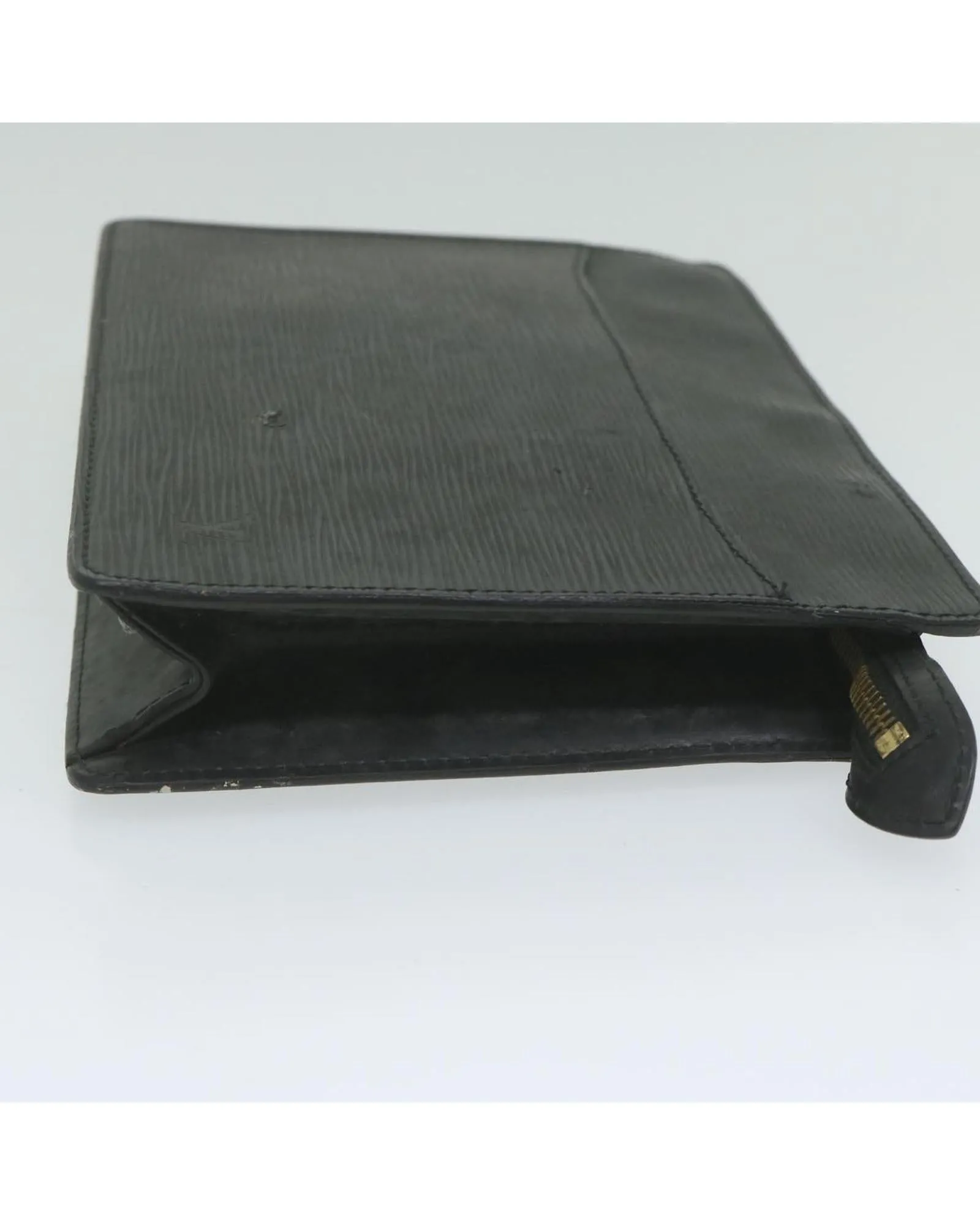 Epi Leather Clutch Bag with Metal Fittings and Pocket