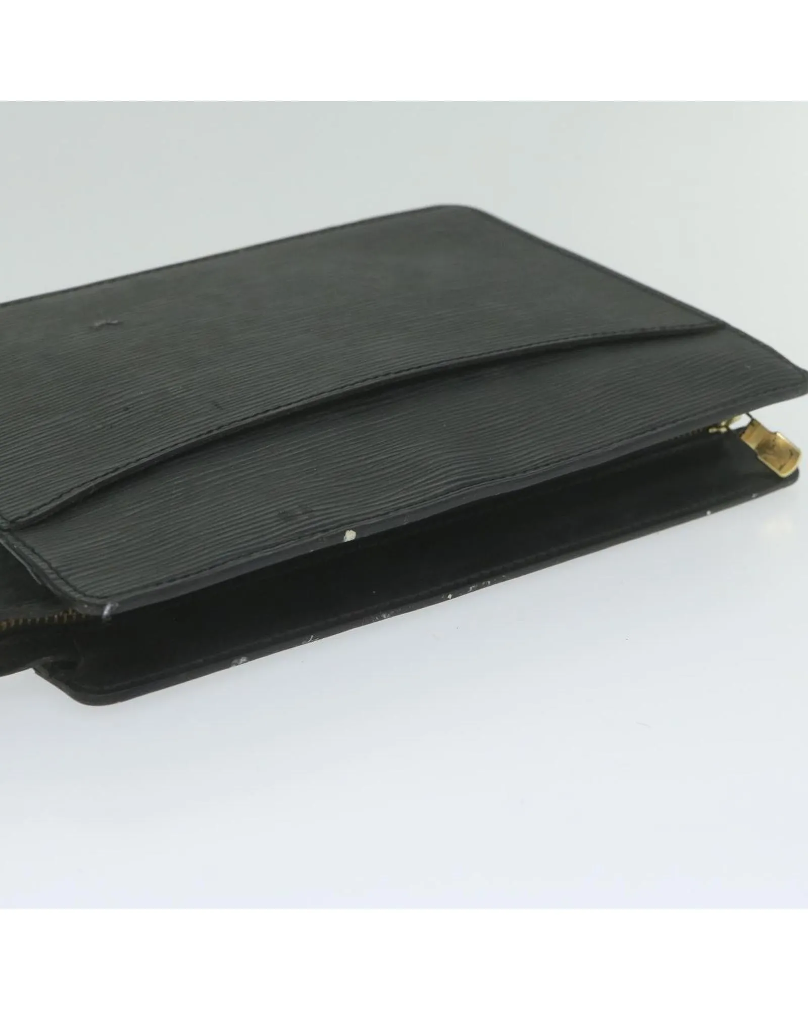 Epi Leather Clutch Bag with Metal Fittings and Pocket