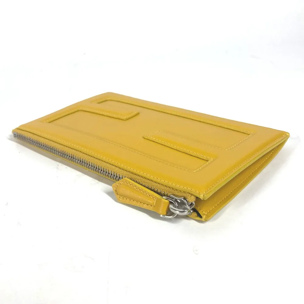 FENDI Clutch bag 7N0114 leather yellow Bag logo FF logo pouch Bucket Women Used