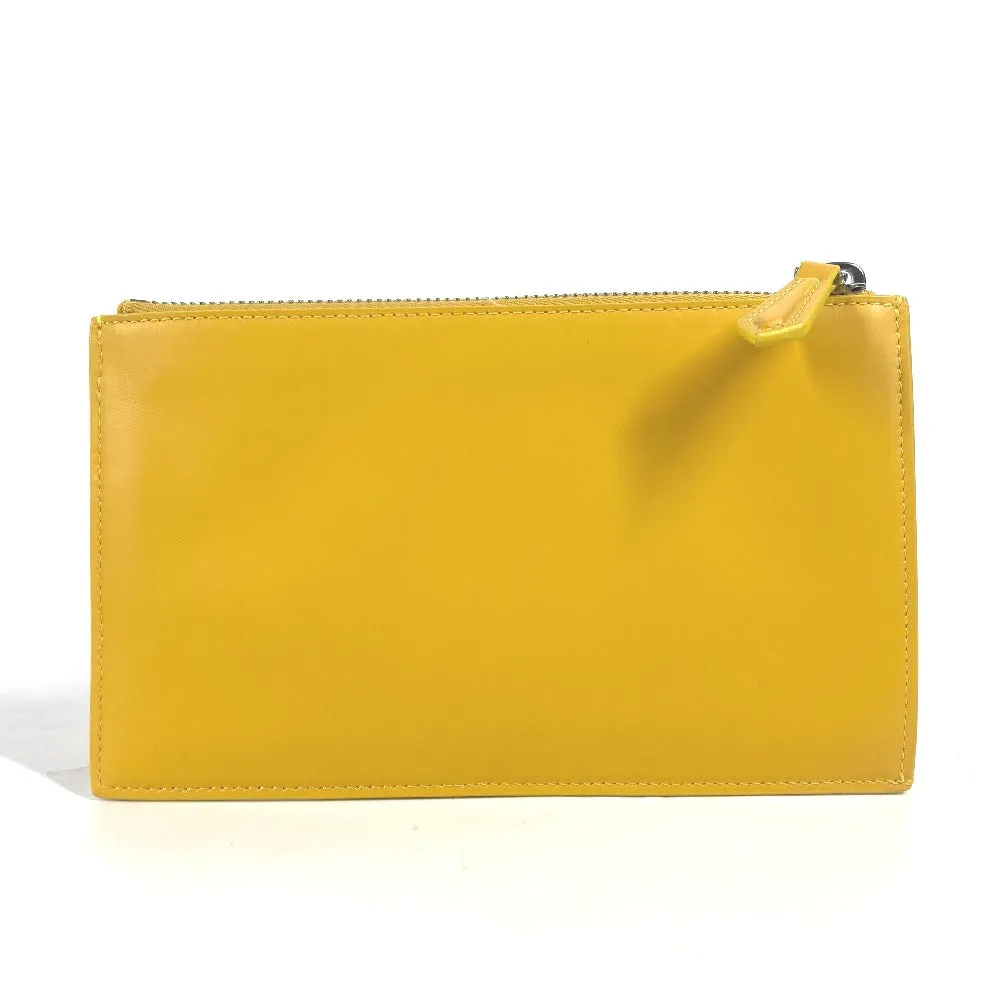 FENDI Clutch bag 7N0114 leather yellow Bag logo FF logo pouch Bucket Women Used