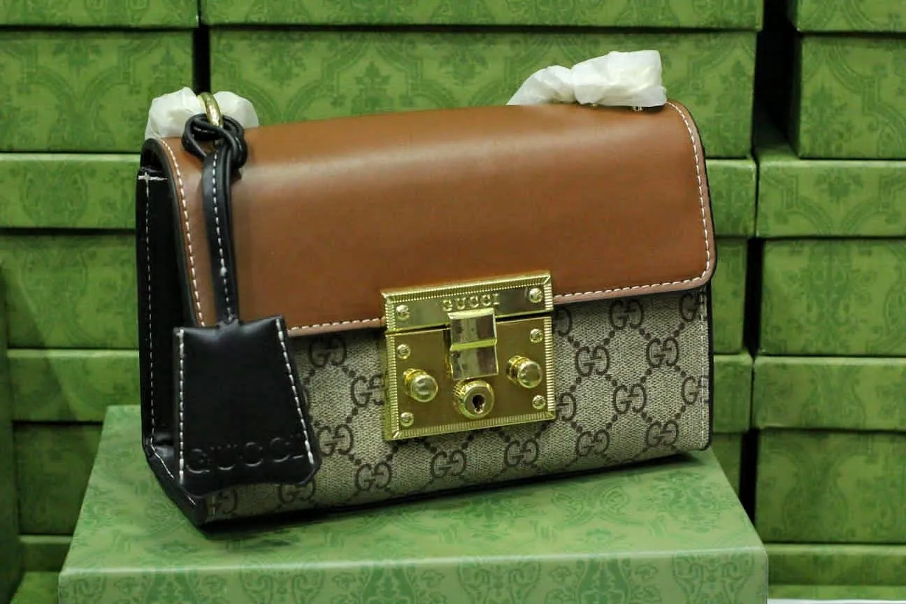 Gucci Padlock Master Quality Crossbody Bag with Lock and Key (Brown/Beige)