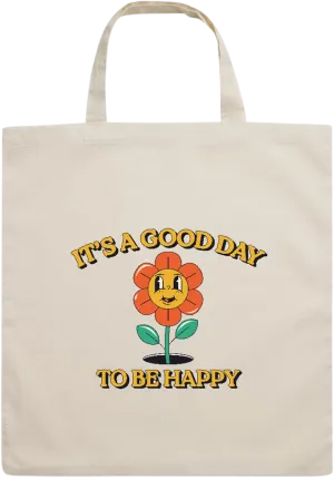 Happy Flower Vibes Design - Essential short handle cotton tote bag