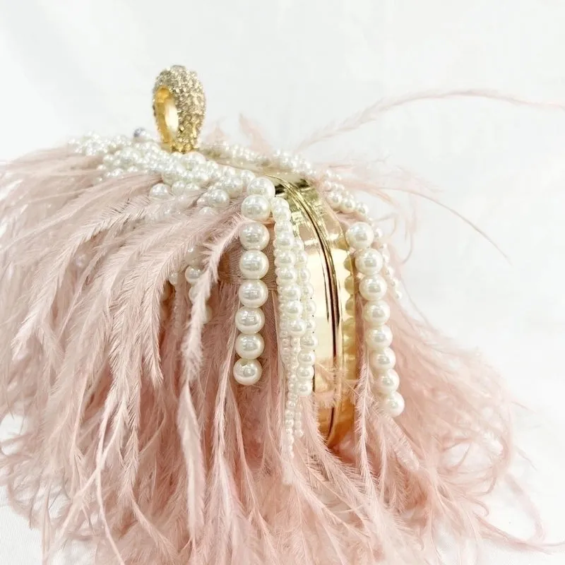 Light Grey Black Pink Polyester Solid Color Tassel Pearl Square Evening Bags