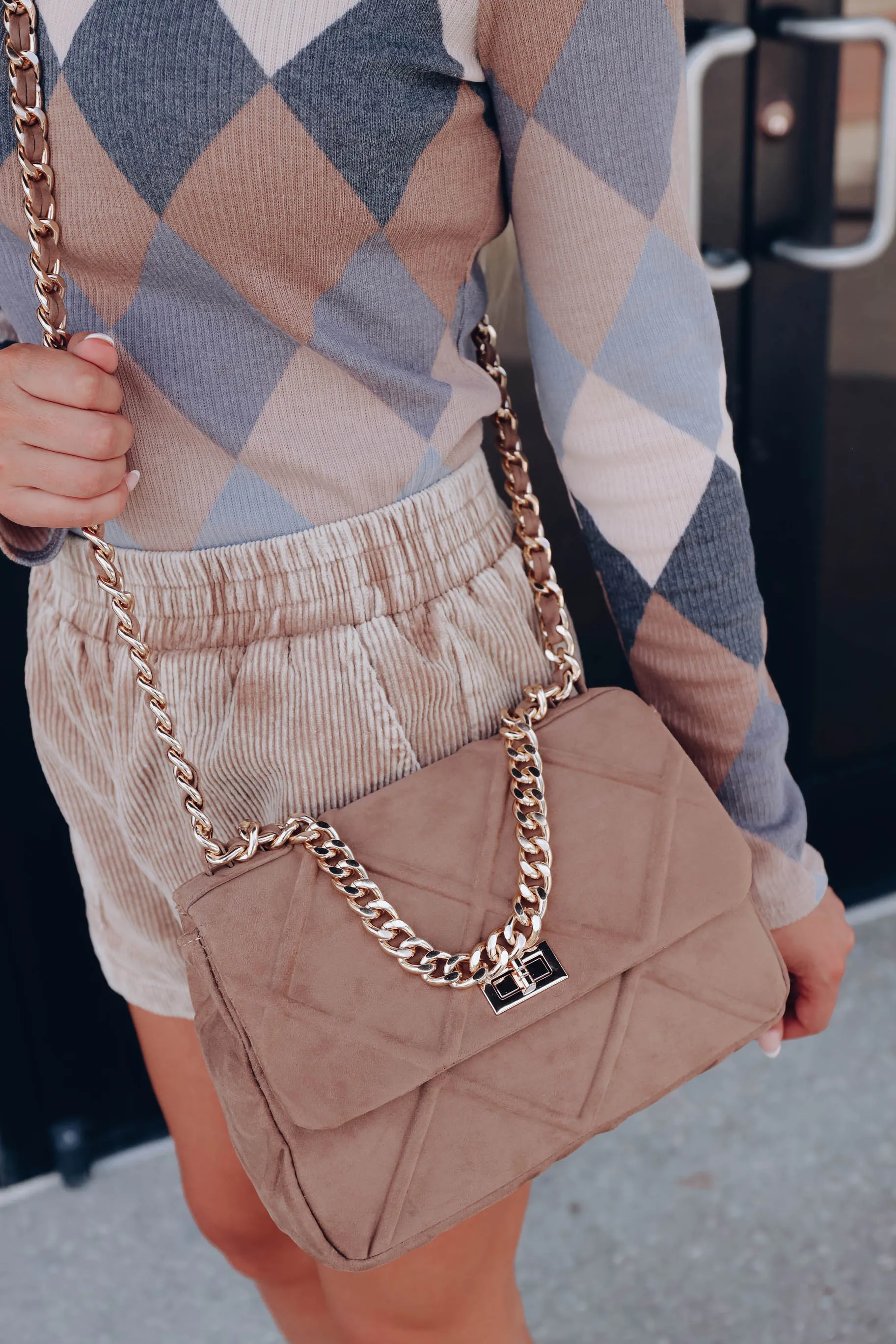 Maksym Microsuede Quilted Bag - Taupe