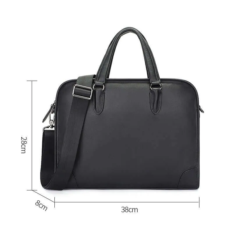 Men's Black Leather Laptop Bag - Sleek & Functional
