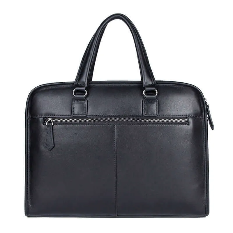 Men's Black Leather Laptop Bag - Sleek & Functional