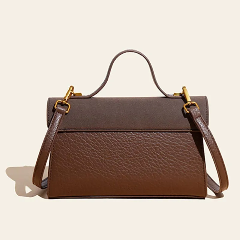 Minimalist Office Bag For Women Plain Color Leather crossbody Handbag