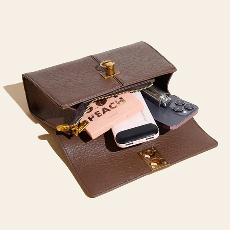 Minimalist Office Bag For Women Plain Color Leather crossbody Handbag