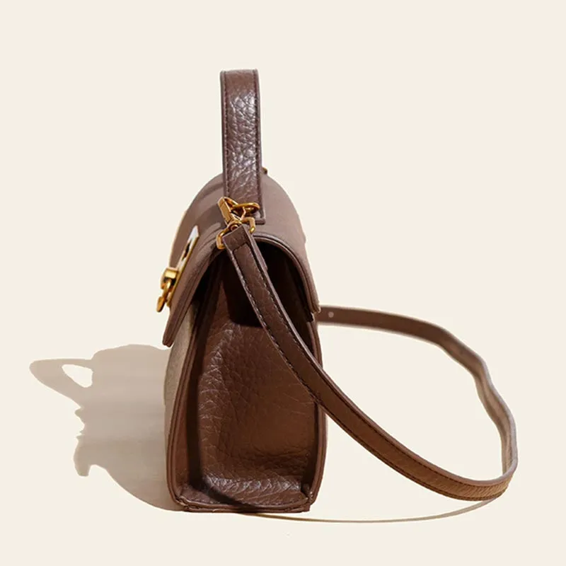 Minimalist Office Bag For Women Plain Color Leather crossbody Handbag