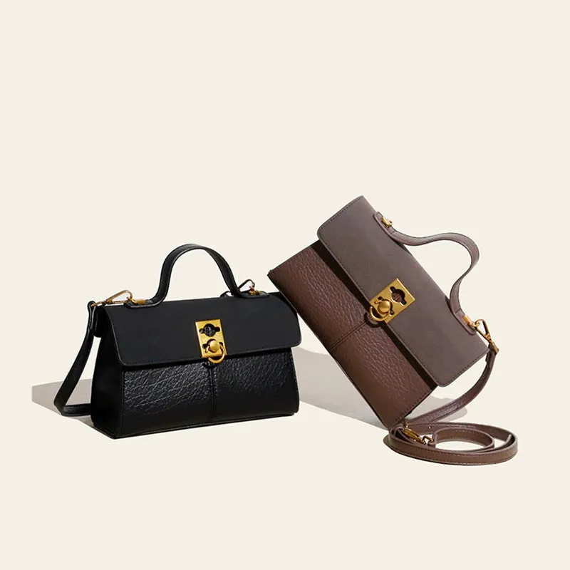 Minimalist Office Bag For Women Plain Color Leather crossbody Handbag
