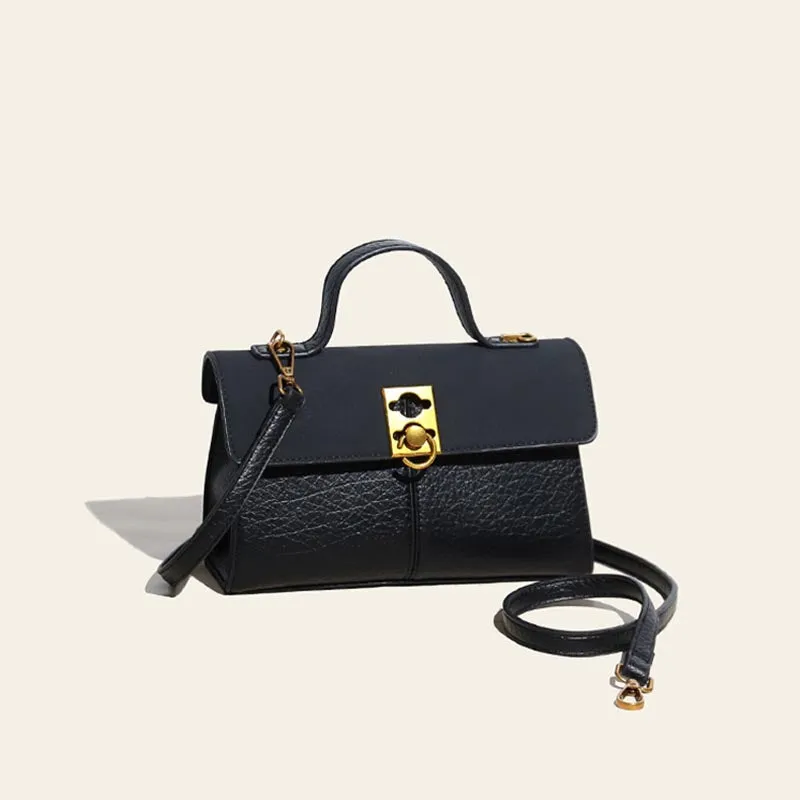 Minimalist Office Bag For Women Plain Color Leather crossbody Handbag