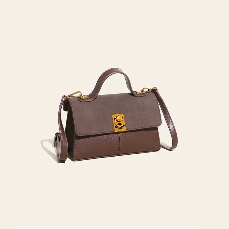 Minimalist Office Bag For Women Plain Color Leather crossbody Handbag