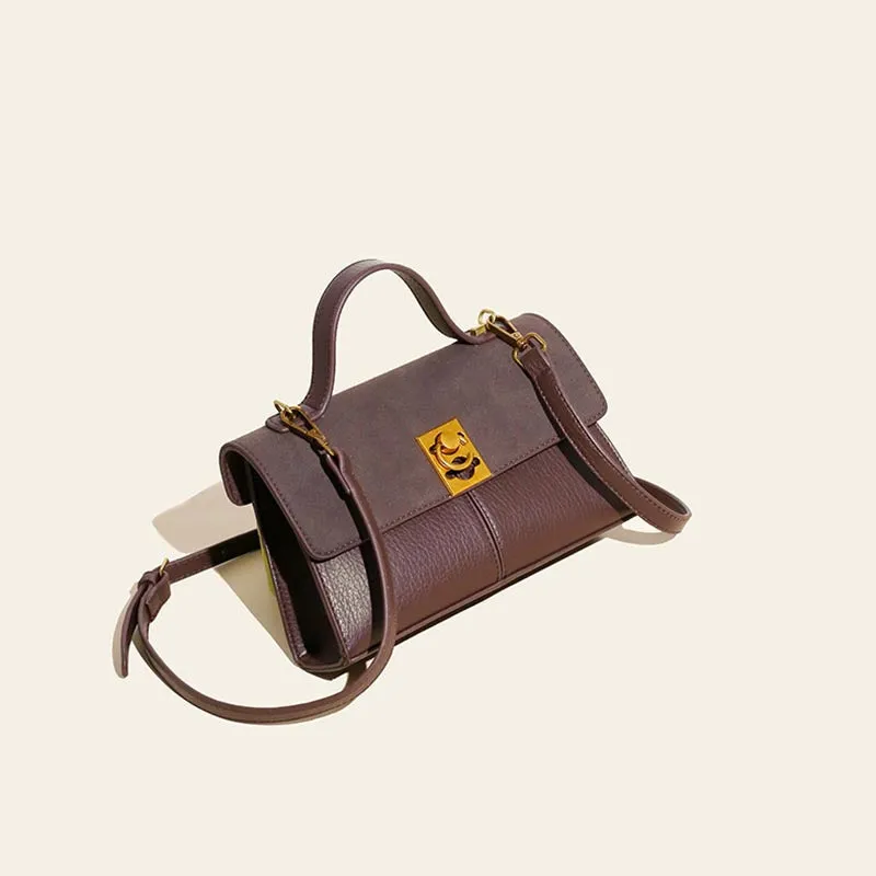Minimalist Office Bag For Women Plain Color Leather crossbody Handbag