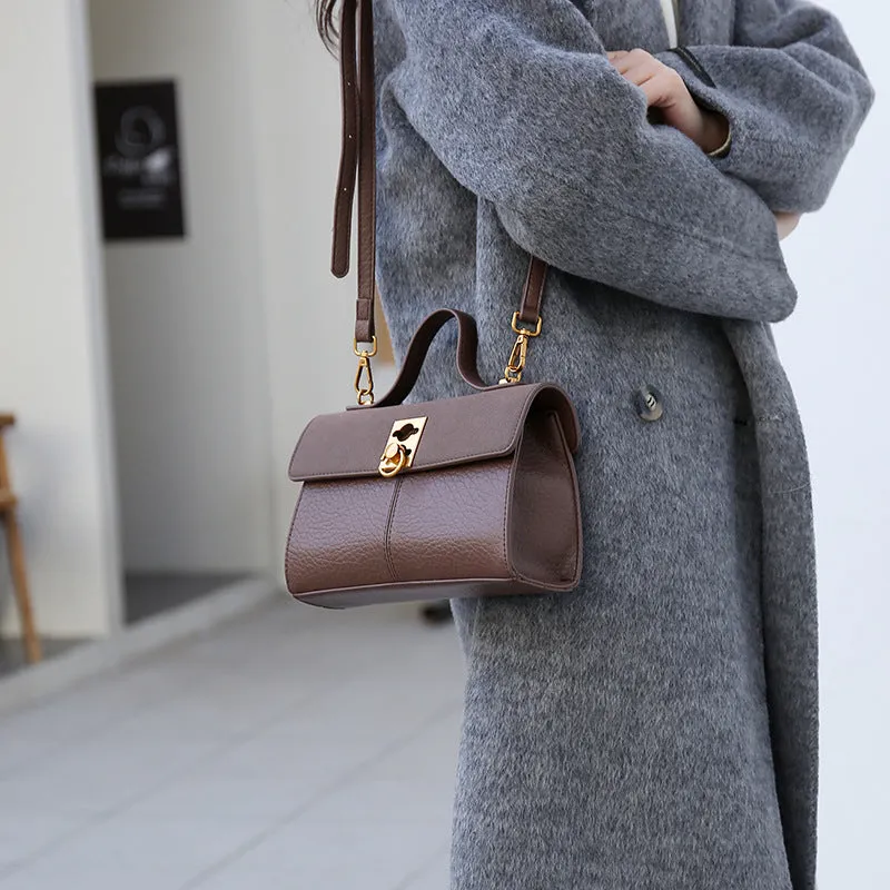 Minimalist Office Bag For Women Plain Color Leather crossbody Handbag