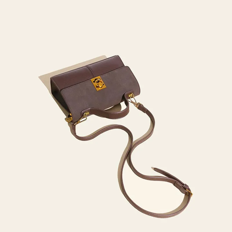 Minimalist Office Bag For Women Plain Color Leather crossbody Handbag